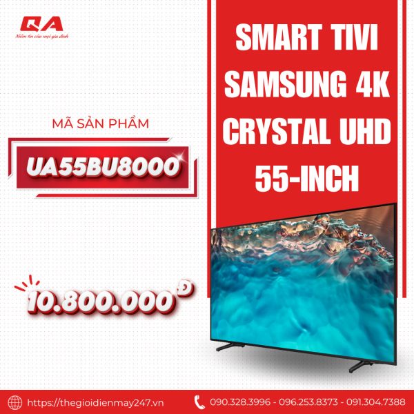 Smart Tivi Samsung 4K Crystal UHD 55 inch 55BU8000 (UA55BU8000)